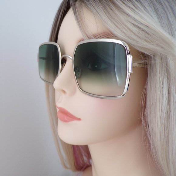Tods Green Gradient Square Shades, Gold Large Lux Unique Statement TO327 55mm main image 7